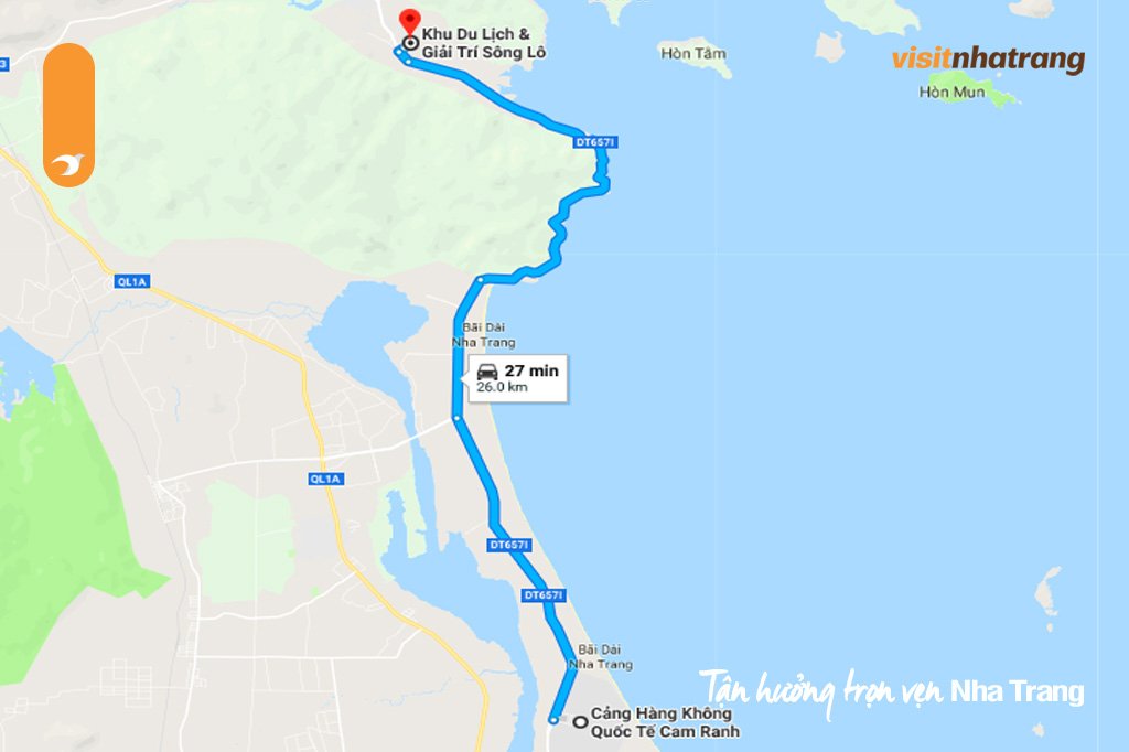 Từ sân bay Quốc tế Cam Ranh đến khu du lịch Wonder Park tầm 26 km