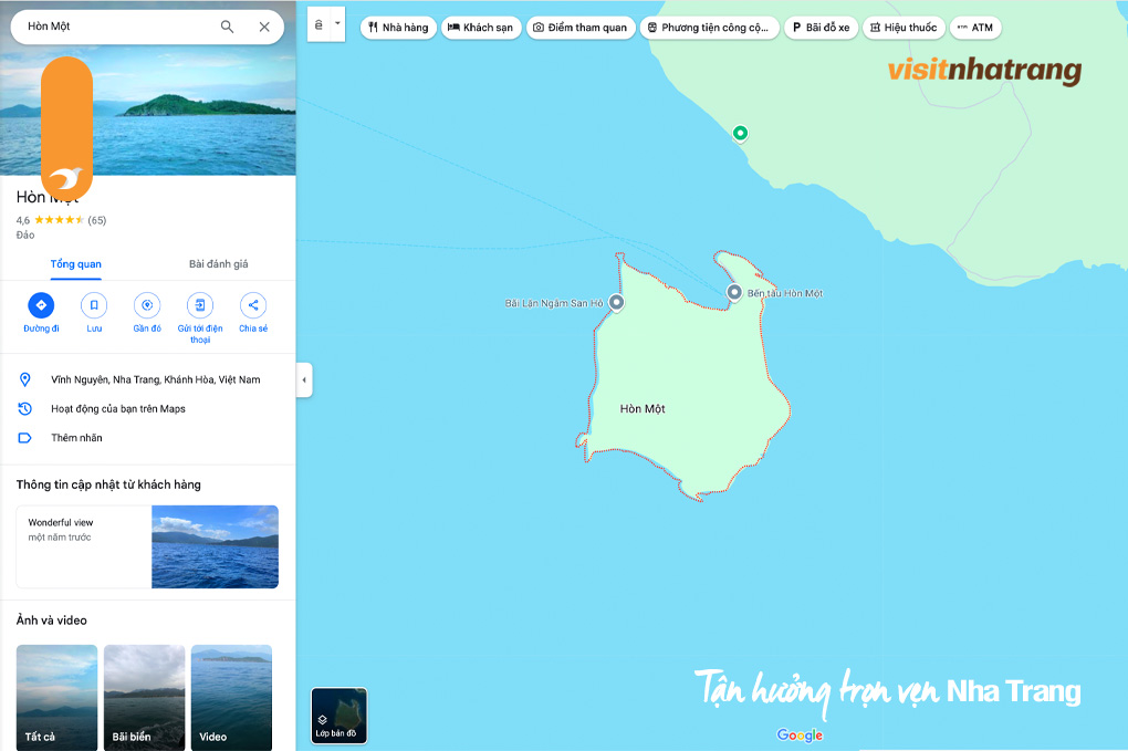 Hình ảnh Hòn Một trên Google Map